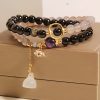 Pulseira de Lótus com Obsidiana Dourada e Ágata Cinza Gold Sheen Obsidian Lotus Charm Bracelet