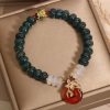 Pulsera de Suerte de Jade y Ágata con Hebilla de Paz Jade and Agate Luck Bracelet with Peace Buckle