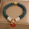 Pulsera de Suerte de Jade y Ágata con Hebilla de Paz Jade and Agate Luck Bracelet with Peace Buckle