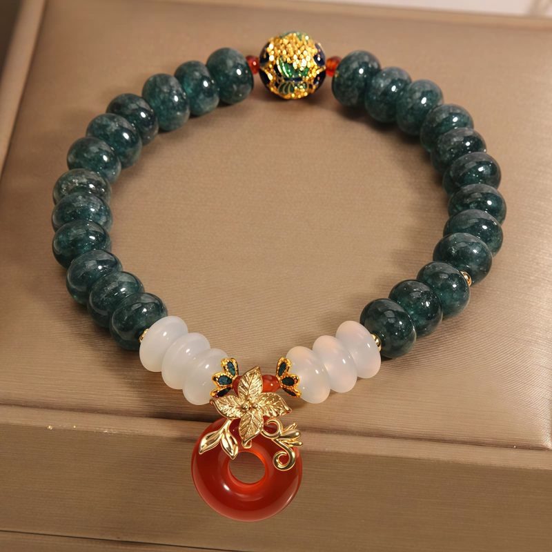 Pulsera de Suerte de Jade y Ágata con Hebilla de Paz Jade and Agate Luck Bracelet with Peace Buckle