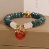 Pulsera de Suerte de Jade y Ágata con Hebilla de Paz Jade and Agate Luck Bracelet with Peace Buckle