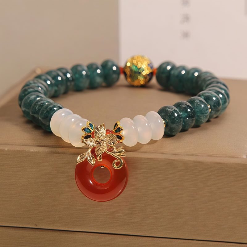 Pulsera de Suerte de Jade y Ágata con Hebilla de Paz Jade and Agate Luck Bracelet with Peace Buckle