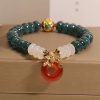 Pulsera de Suerte de Jade y Ágata con Hebilla de Paz Jade and Agate Luck Bracelet with Peace Buckle