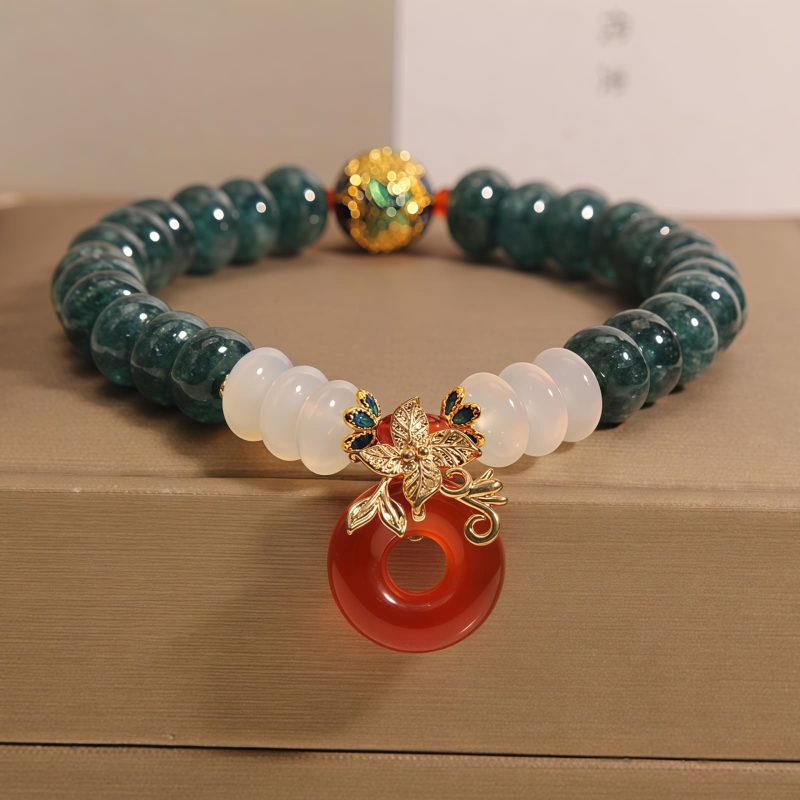 Pulsera de Suerte de Jade y Ágata con Hebilla de Paz Jade and Agate Luck Bracelet with Peace Buckle
