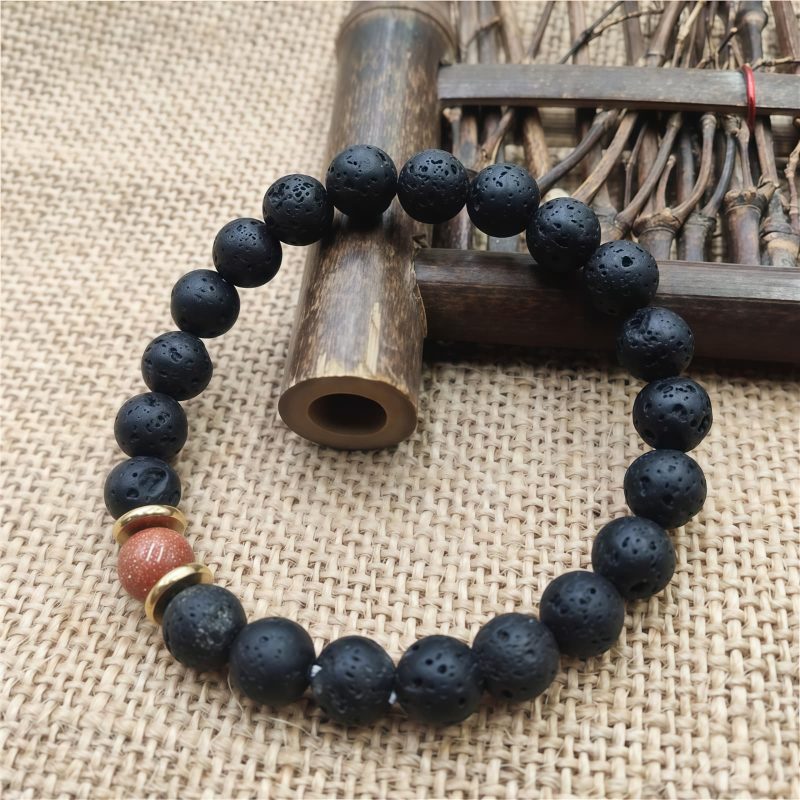 Pulsera de Sanación con Roca de Lava y Piedra Arenisca Azul Lava Rock Blue Sandstone Healing Bracelet