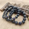 Pulsera de Sanación con Roca de Lava y Piedra Arenisca Azul Lava Rock Blue Sandstone Healing Bracelet
