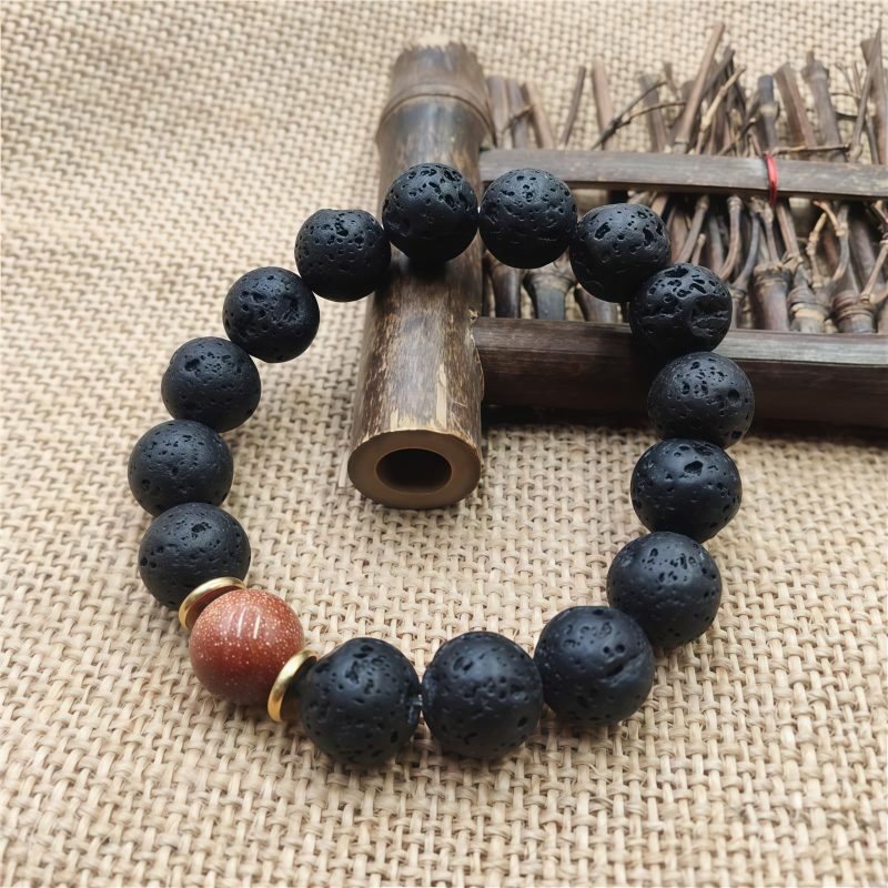 Pulsera de Sanación con Roca de Lava y Piedra Arenisca Azul Lava Rock Blue Sandstone Healing Bracelet