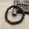 Pulsera de Sanación con Roca de Lava y Piedra Arenisca Azul Lava Rock Blue Sandstone Healing Bracelet