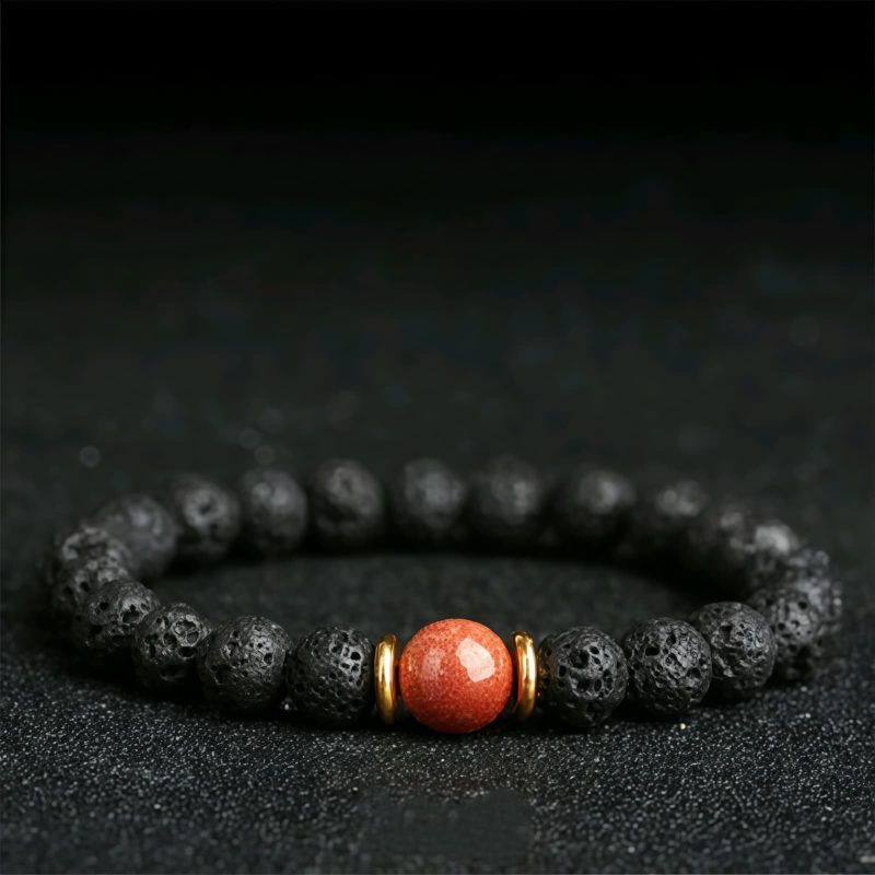 Pulsera de Sanación con Roca de Lava y Piedra Arenisca Azul Lava Rock Blue Sandstone Healing Bracelet