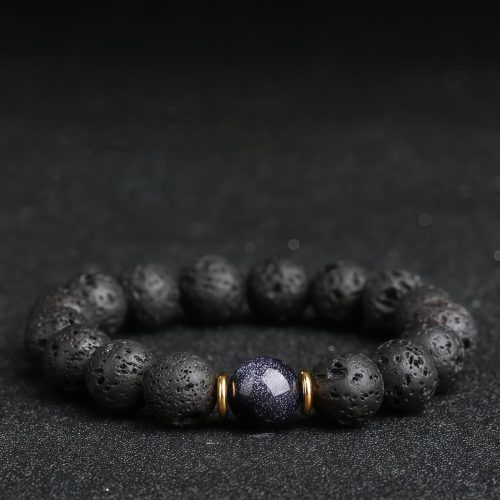 Pulsera de Sanación con Roca de Lava y Piedra Arenisca Azul Pulsera de Sanación con Roca de Lava y Piedra Arenisca Azul