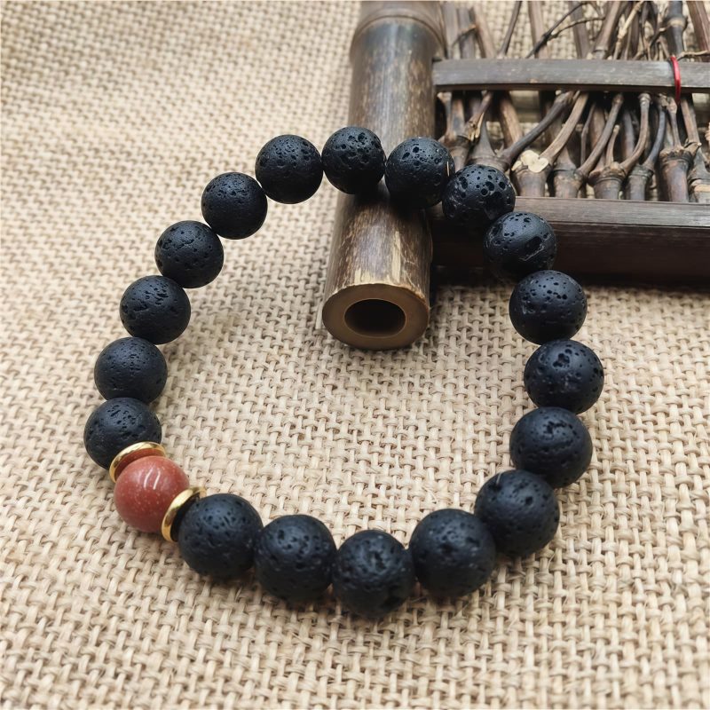 Pulsera de Sanación con Roca de Lava y Piedra Arenisca Azul Lava Rock Blue Sandstone Healing Bracelet