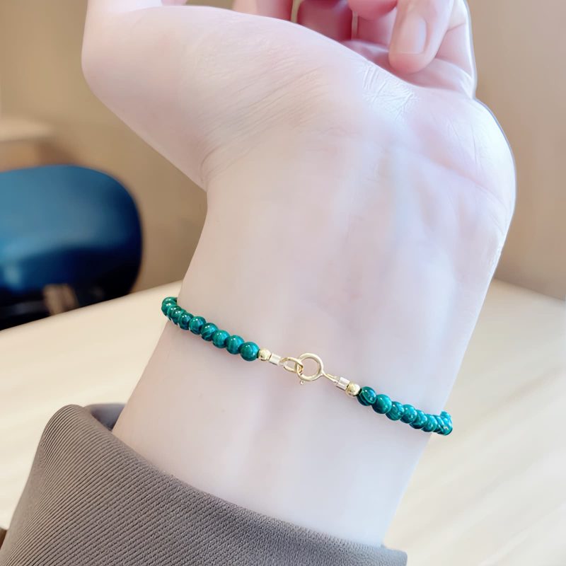 Pulseira Natural de Malachite com Encanto de Elefante Natural Malachite Elephant Charm Bracelet