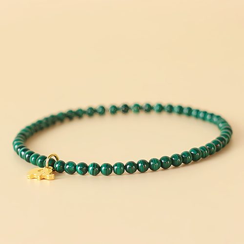 Pulsera con Encanto de Elefante de Malaquita Natural Pulsera con Encanto de Elefante de Malaquita Natural