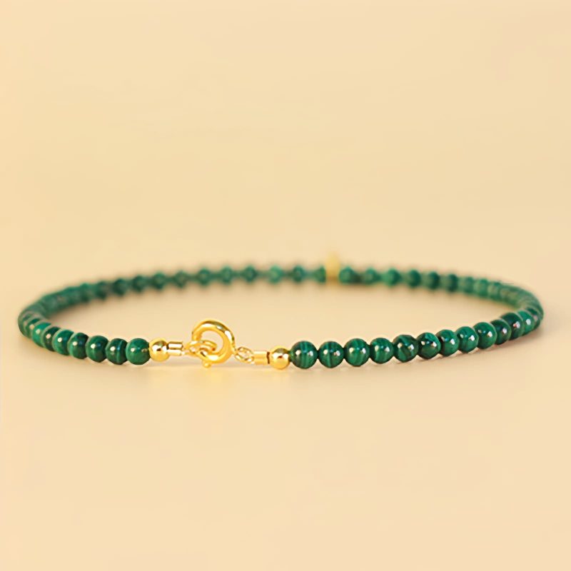 Pulseira Natural de Malachite com Encanto de Elefante Natural Malachite Elephant Charm Bracelet