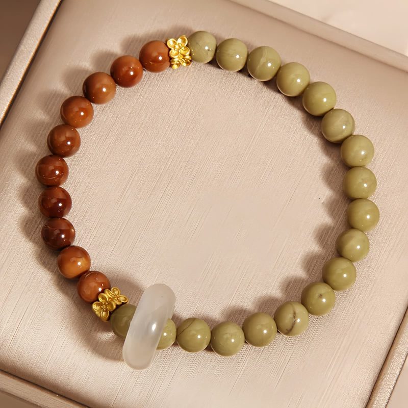 Pulsera Protectora con Ágata de Alashan y Semillas de Kuka Natural Alashan Agate Kuka Seed Protection Bracelet