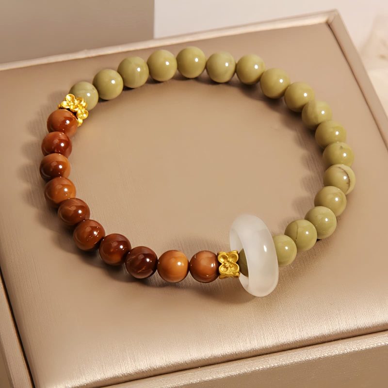 Pulsera Protectora con Ágata de Alashan y Semillas de Kuka Natural Alashan Agate Kuka Seed Protection Bracelet