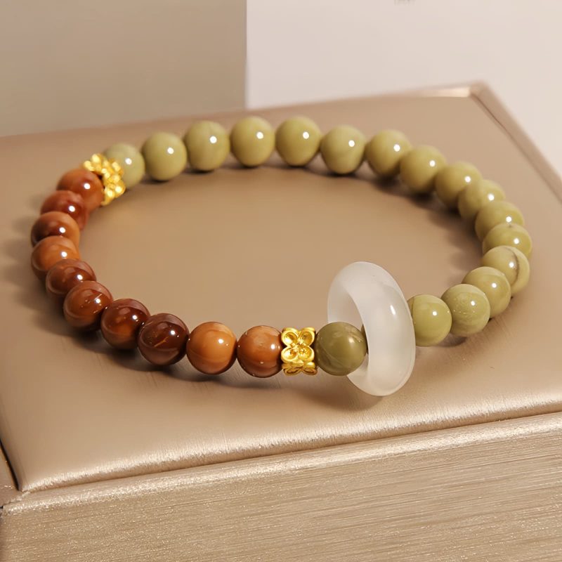 Pulsera Protectora con Ágata de Alashan y Semillas de Kuka Natural Alashan Agate Kuka Seed Protection Bracelet