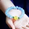 Pulsera Curativa de Aguamarina y Ámbar Natural Natural Aquamarine Amber Healing Bracelet