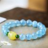 Pulsera Curativa de Aguamarina y Ámbar Natural Natural Aquamarine Amber Healing Bracelet