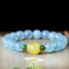 Pulsera Curativa de Aguamarina y Ámbar Natural Natural Aquamarine Amber Healing Bracelet