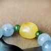 Pulsera Curativa de Aguamarina y Ámbar Natural Natural Aquamarine Amber Healing Bracelet