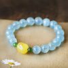 Pulsera Curativa de Aguamarina y Ámbar Natural Natural Aquamarine Amber Healing Bracelet