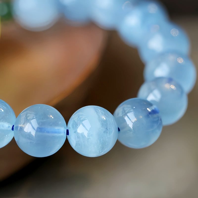 Pulsera Curativa de Aguamarina y Ámbar Natural Natural Aquamarine Amber Healing Bracelet