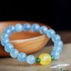 Pulsera Curativa de Aguamarina y Ámbar Natural Natural Aquamarine Amber Healing Bracelet