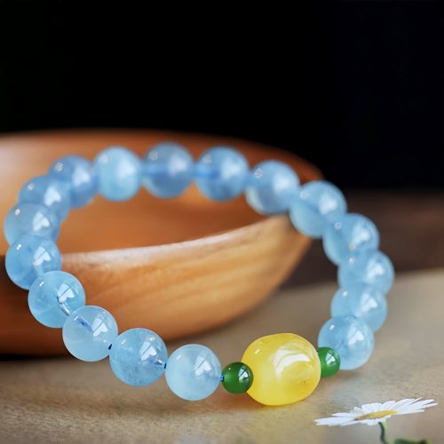 Pulsera Curativa de Aguamarina y Ámbar Natural Pulsera Curativa de Aguamarina y Ámbar Natural