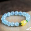 Pulsera Curativa de Aguamarina y Ámbar Natural Natural Aquamarine Amber Healing Bracelet