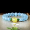 Pulsera Curativa de Aguamarina y Ámbar Natural Natural Aquamarine Amber Healing Bracelet