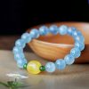 Pulsera Curativa de Aguamarina y Ámbar Natural Natural Aquamarine Amber Healing Bracelet
