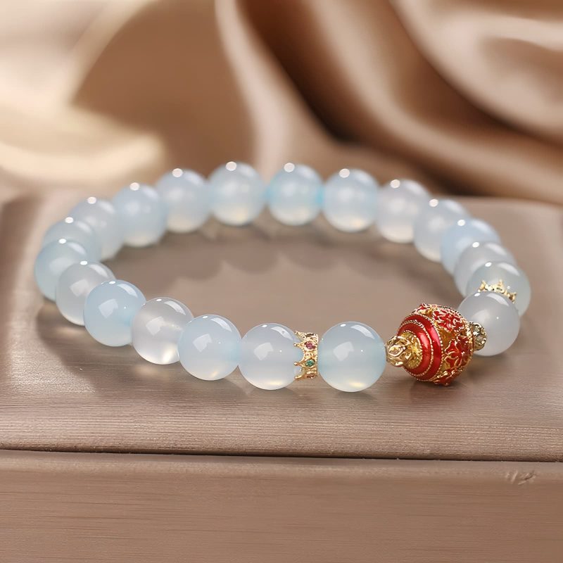 Pulsera Energética de Flor de Aguamarina Natural Curativa Natural Aquamarine Healing Flower Energy Bracelet