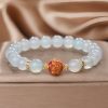 Pulsera Energética de Flor de Aguamarina Natural Curativa Natural Aquamarine Healing Flower Energy Bracelet