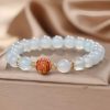 Pulsera Energética de Flor de Aguamarina Natural Curativa Natural Aquamarine Healing Flower Energy Bracelet