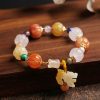 Pulseira Natural de Jato Dourado Pixiu para Riqueza Natural Golden Silk Jade Pixiu Wealth Bracelet