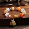 Pulseira Natural de Jato Dourado Pixiu para Riqueza Natural Golden Silk Jade Pixiu Wealth Bracelet
