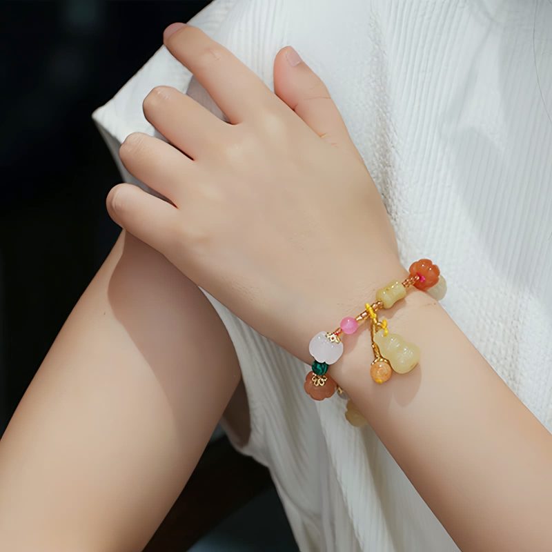 Pulseira Natural de Jato Dourado Pixiu para Riqueza Natural Golden Silk Jade Pixiu Wealth Bracelet