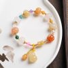 Pulseira Natural de Jato Dourado Pixiu para Riqueza Natural Golden Silk Jade Pixiu Wealth Bracelet
