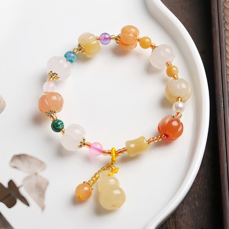 Pulseira Natural de Jato Dourado Pixiu para Riqueza Natural Golden Silk Jade Pixiu Wealth Bracelet