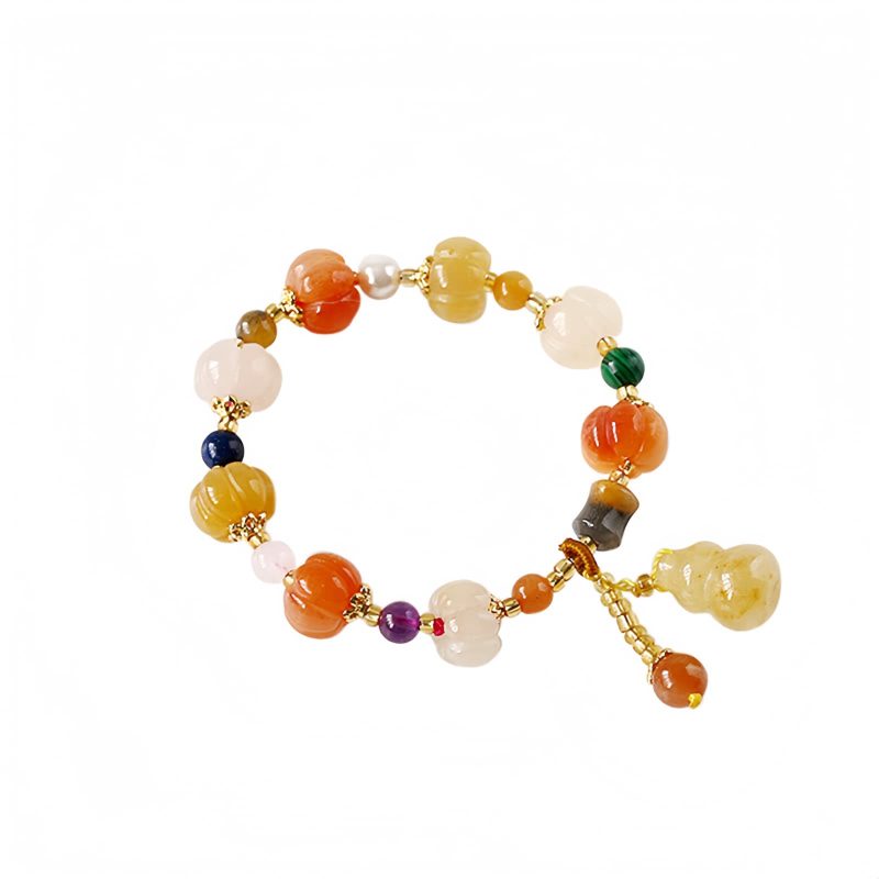 Pulseira Natural de Jato Dourado Pixiu para Riqueza Natural Golden Silk Jade Pixiu Wealth Bracelet
