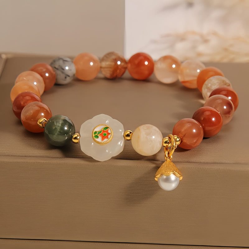 Pulsera de la Suerte con Jade Hetian Natural y Perla Natural Hetian Jade Luck Bracelet with Pearl