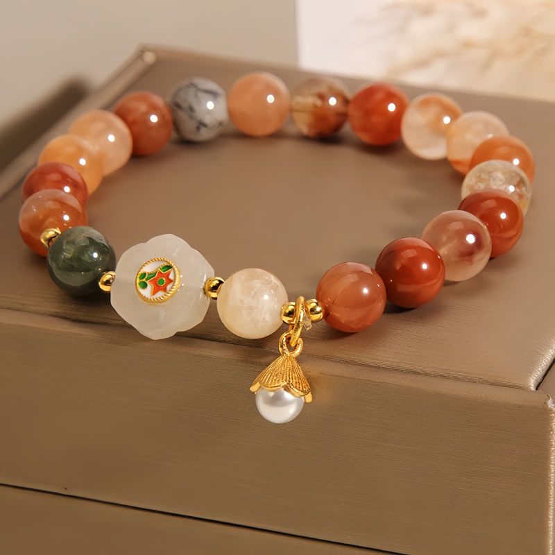 Pulsera de la Suerte con Jade Hetian Natural y Perla Natural Hetian Jade Luck Bracelet with Pearl