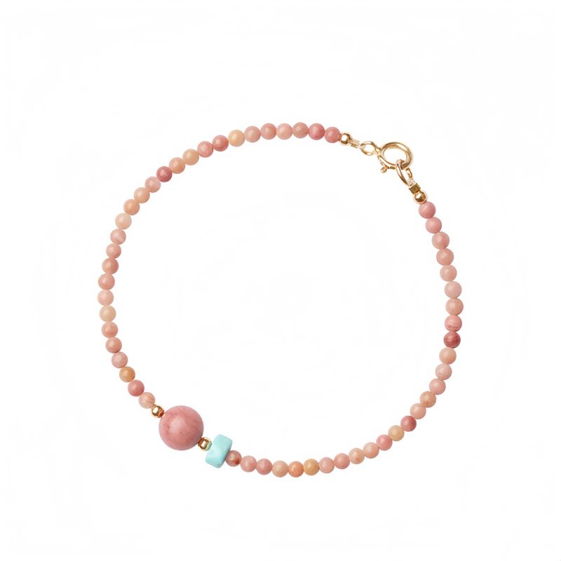 Pulsera de Energía Amorosa con Rodonita Bañada en Oro de 14K 14K Gold Plated Rhodonite Loving Energy Bracelet