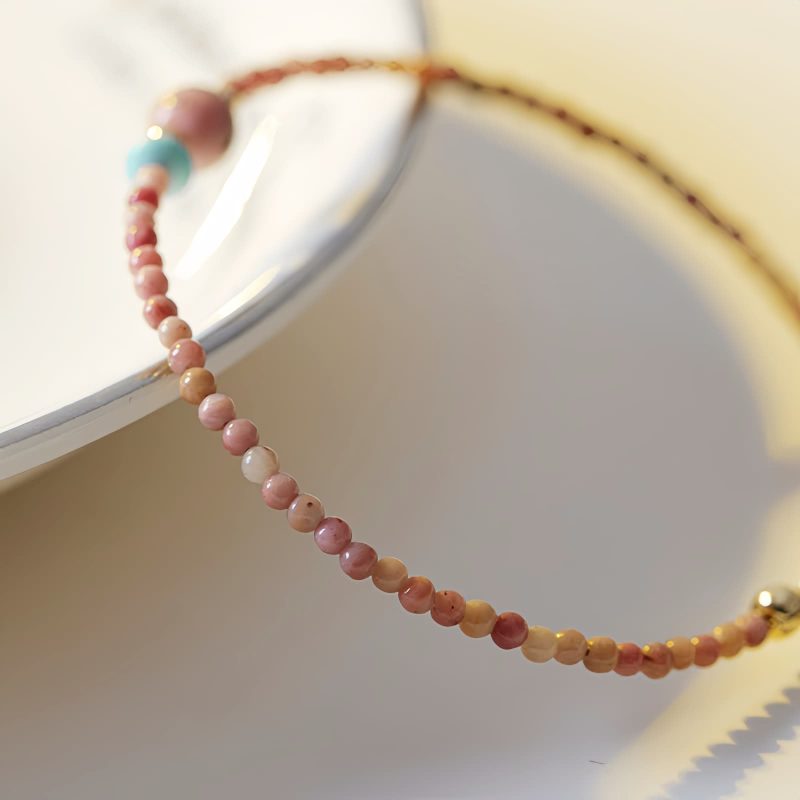 Pulsera de Energía Amorosa con Rodonita Bañada en Oro de 14K 14K Gold Plated Rhodonite Loving Energy Bracelet
