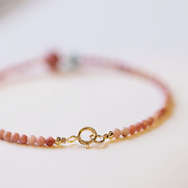 Pulsera de Energía Amorosa con Rodonita Bañada en Oro de 14K 14K Gold Plated Rhodonite Loving Energy Bracelet
