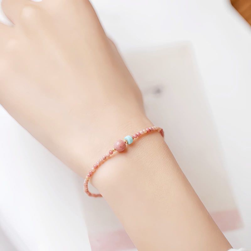 Pulsera de Energía Amorosa con Rodonita Bañada en Oro de 14K 14K Gold Plated Rhodonite Loving Energy Bracelet