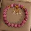 Pulsera de Flor de Loto con Turmalina Rosa Pink Tourmaline Lotus Flower Bracelet