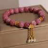 Pulsera de Flor de Loto con Turmalina Rosa Pink Tourmaline Lotus Flower Bracelet