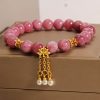 Pulsera de Flor de Loto con Turmalina Rosa Pink Tourmaline Lotus Flower Bracelet